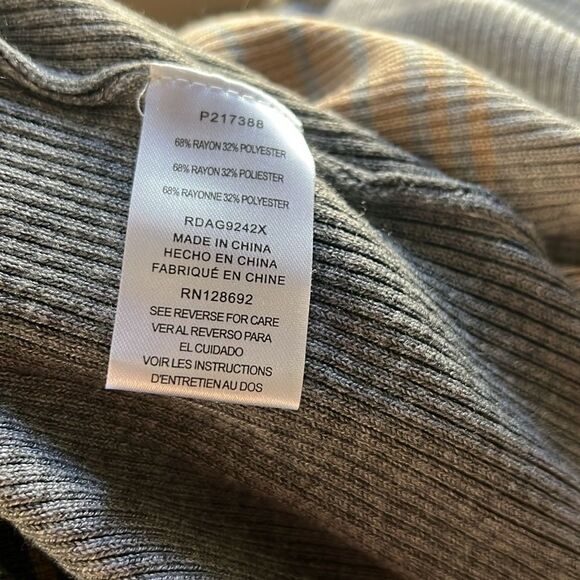 Madden Girl Cream Gray Long Sleeve Dress Scoop Neck Long Sleeve Ribbed Midi New - Picture 11 of 13